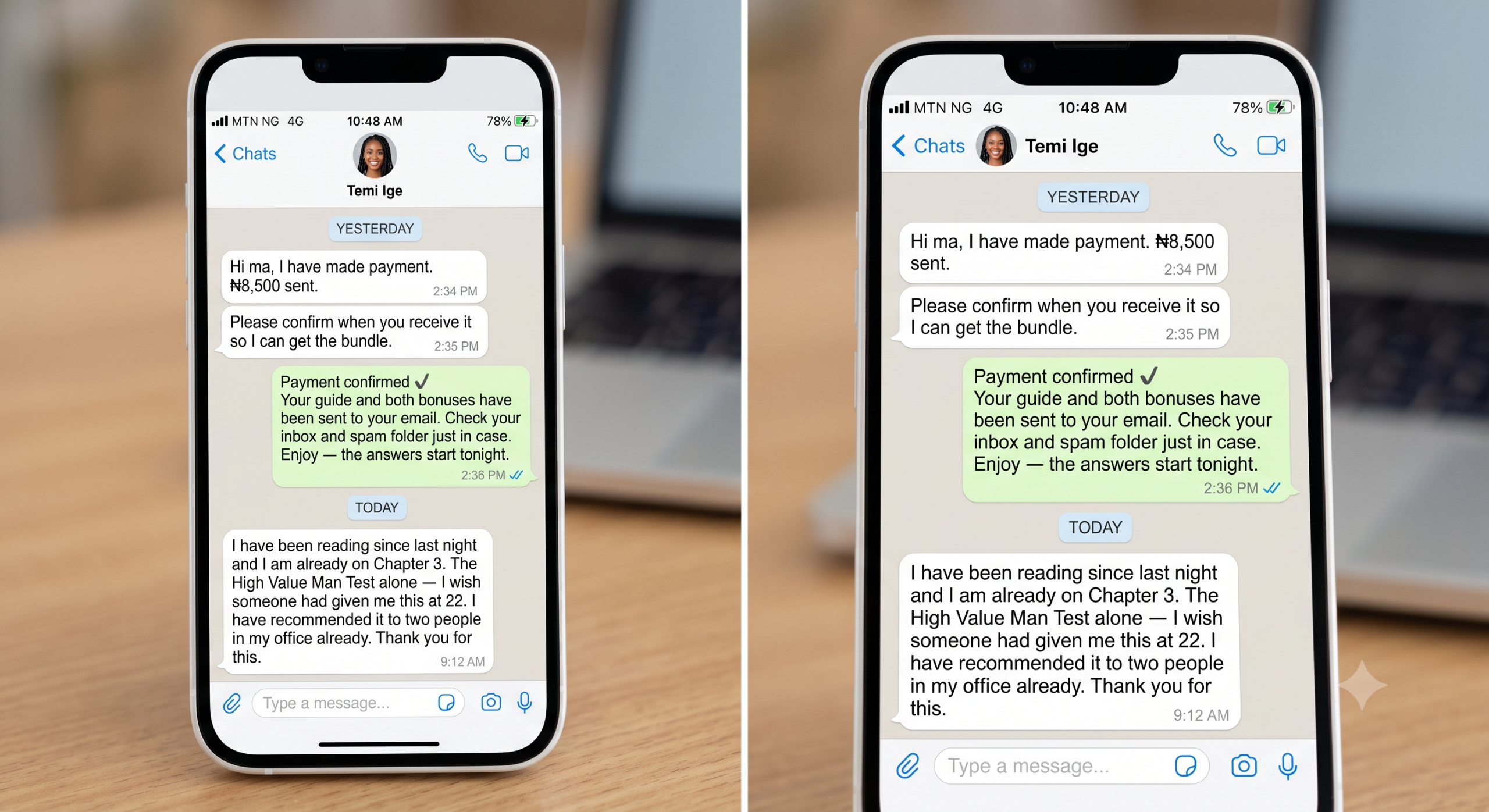Real buyer payment and reaction