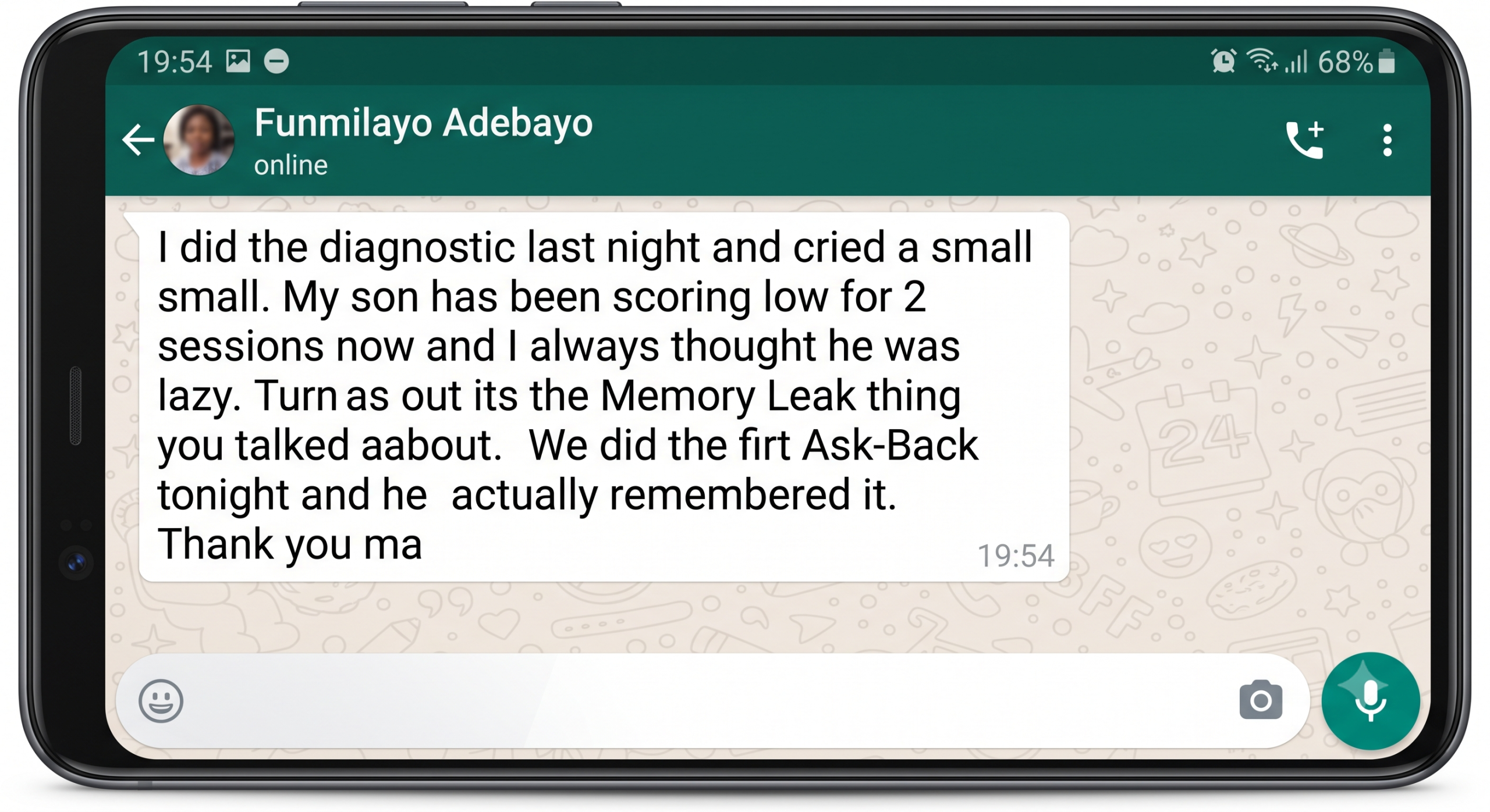 Real WhatsApp message from a buyer
