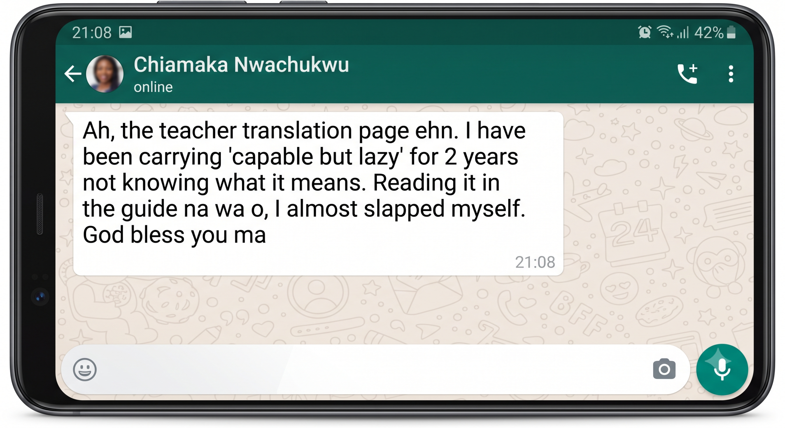 Real WhatsApp message from a buyer